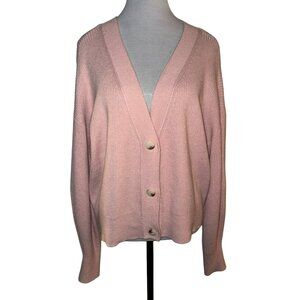 Lucky Brand Pink Ribbed Knit Button-Down Cardigan Size Medium